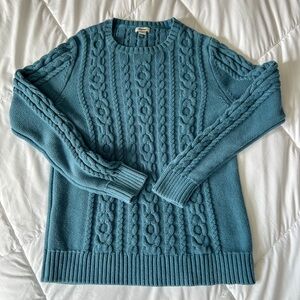 L.L. Bean Cable Knit Blue Sweater Size Small